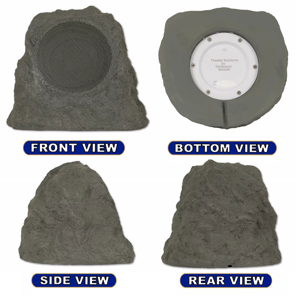Slate Grey Wireless Rechargeable Bluetooth Rock Speaker Pair L930