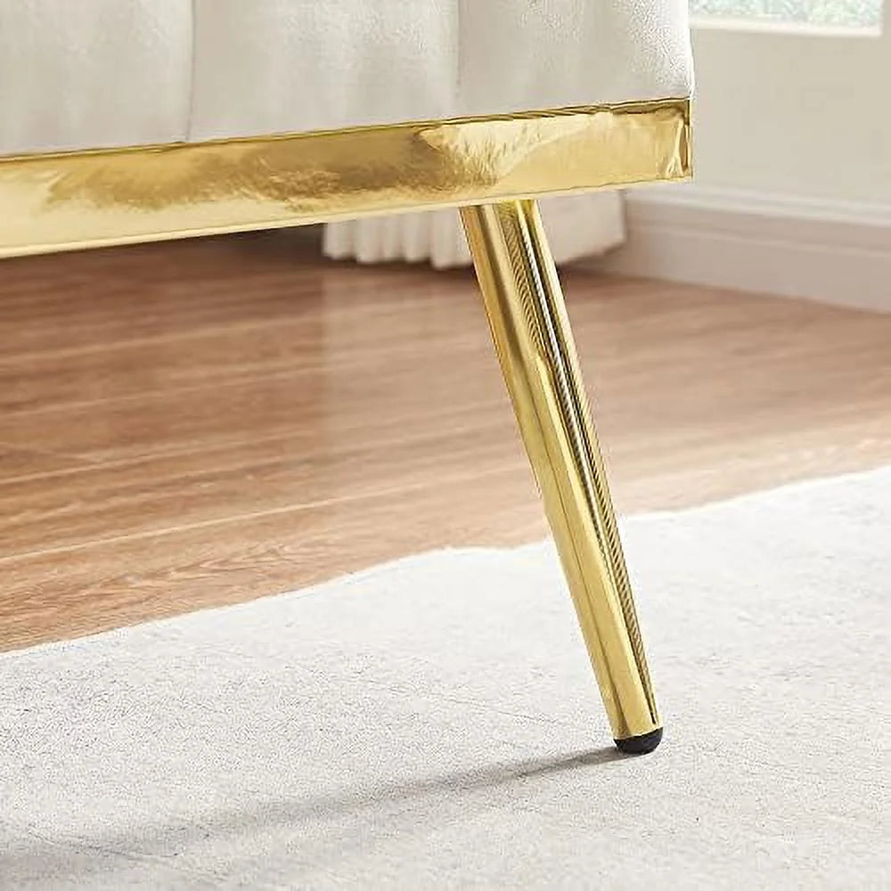 Beige Chenille Two-Seater Sofa with Metal Legs L21305