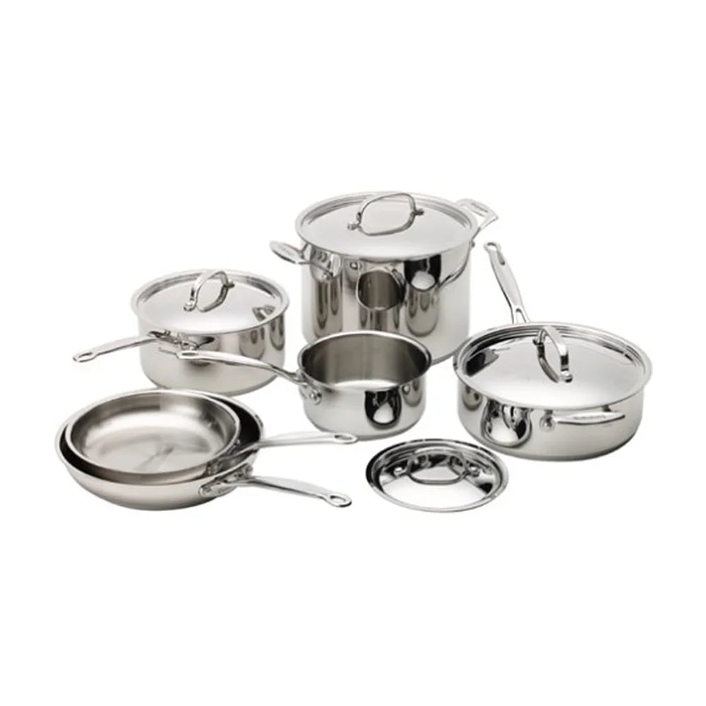 10 pc Stainless Cookware Set and 12 Piece Ceramic Coated Cutlery Set T65329