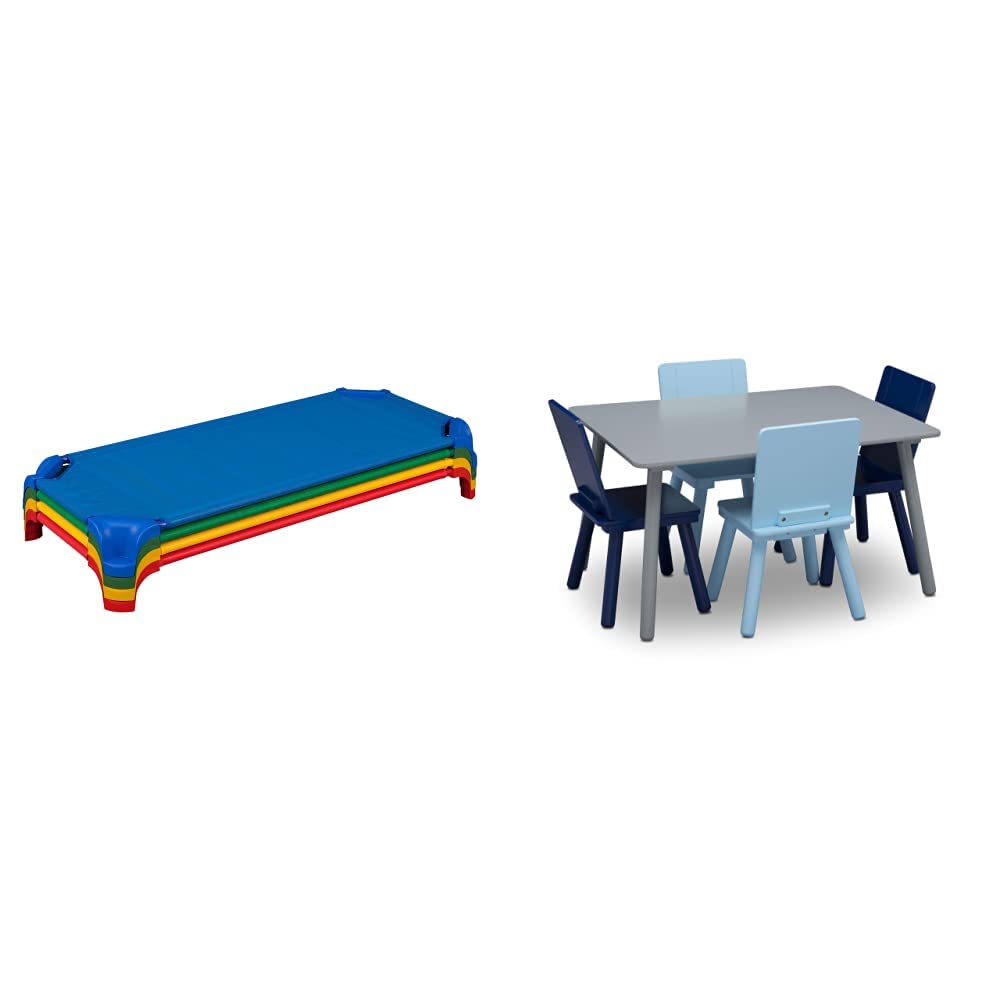 Blue Stackable Daycare Cot with Easy Lift Corners, Pack of 6 U85936
