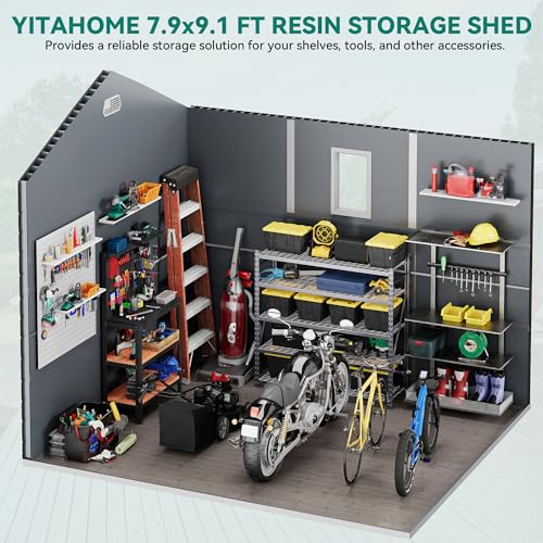 8x6.2FT All-Weather Plastic Outdoor Storage Shed with Lockable Doors C783778