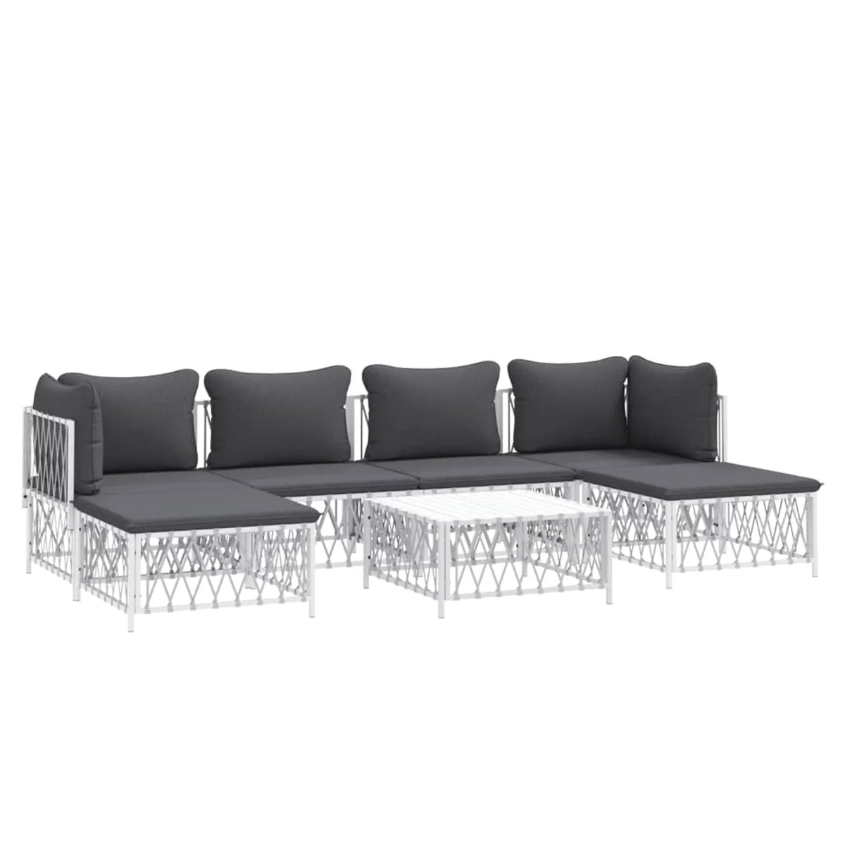 7 Piece Patio Set with Cushions White Steel K3933