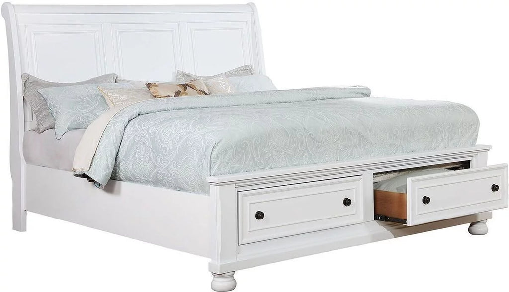 California King Size White Storage Bed H226