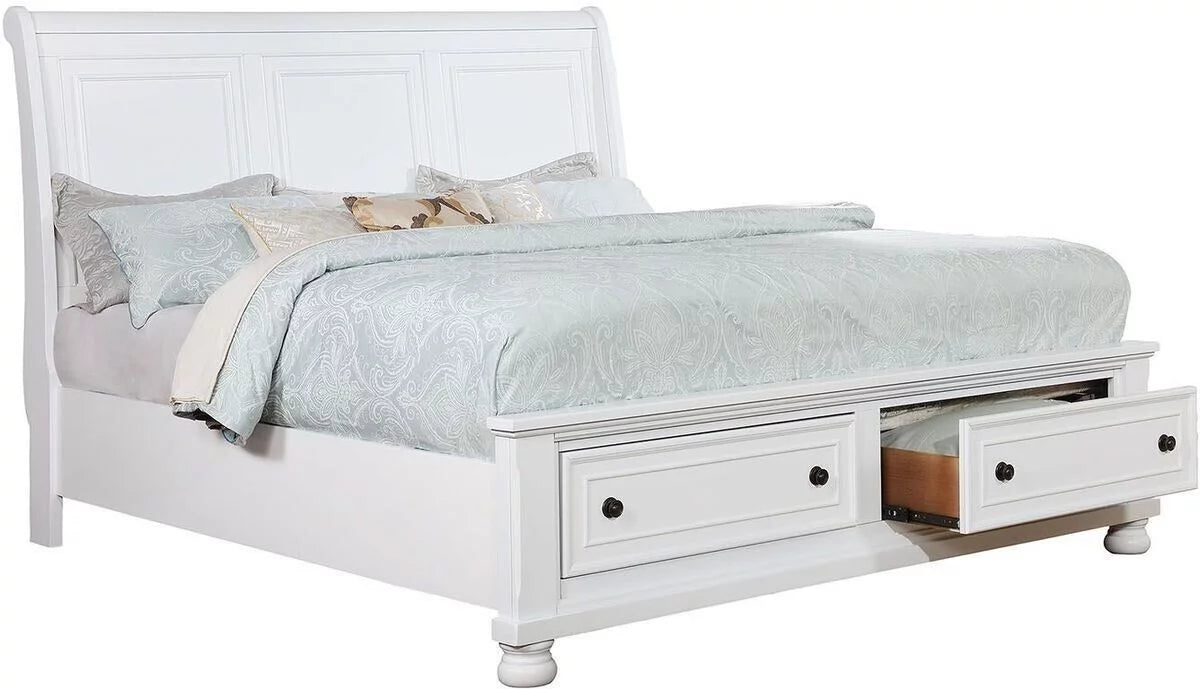 California King Size White Storage Bed H226
