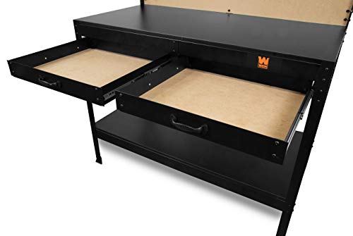 48-Inch Black Workbench with Power Outlets and Light N293