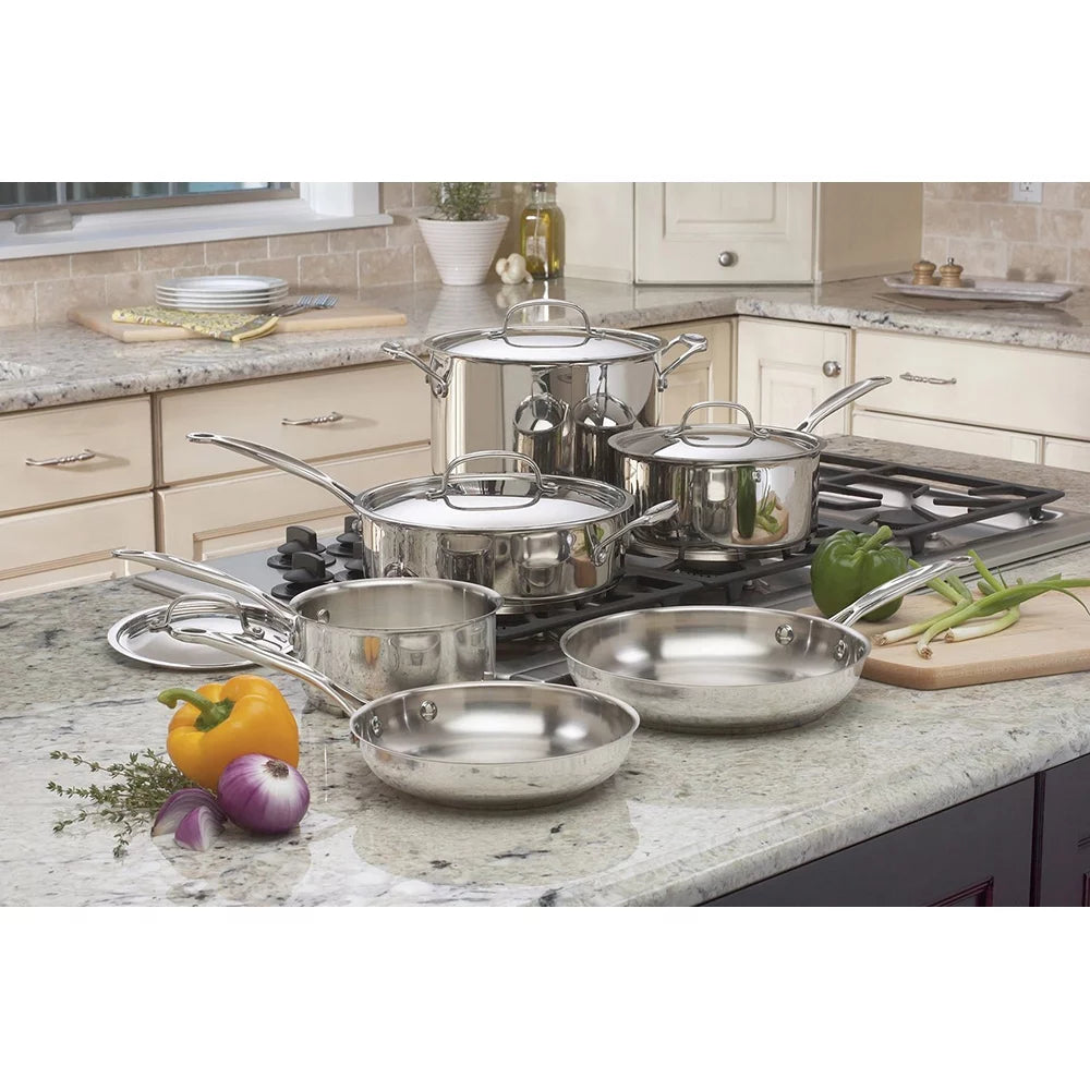 10 pc Stainless Cookware Set and 12 Piece Ceramic Coated Cutlery Set T65329