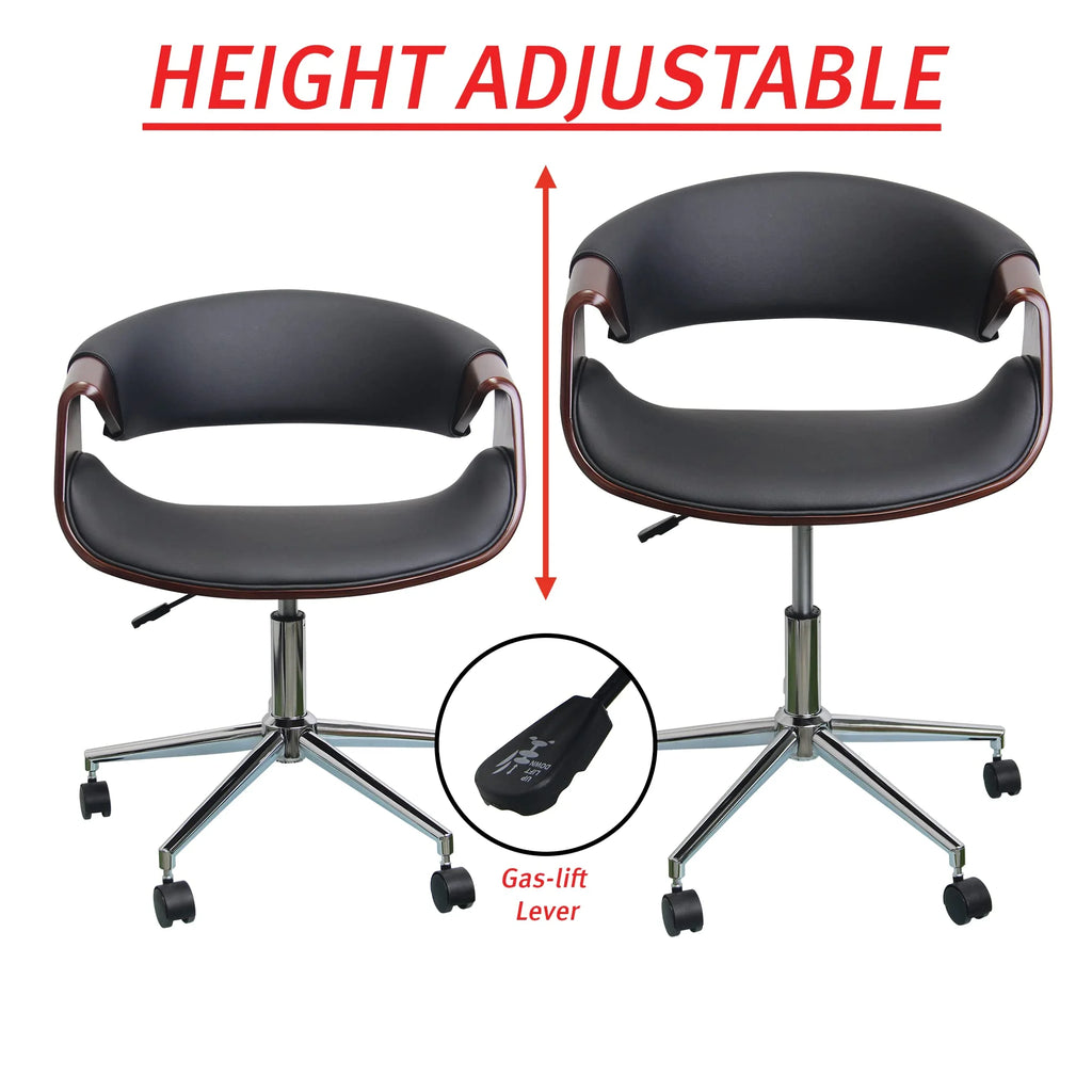 Walnut Wood PU Leather Office Chair S114