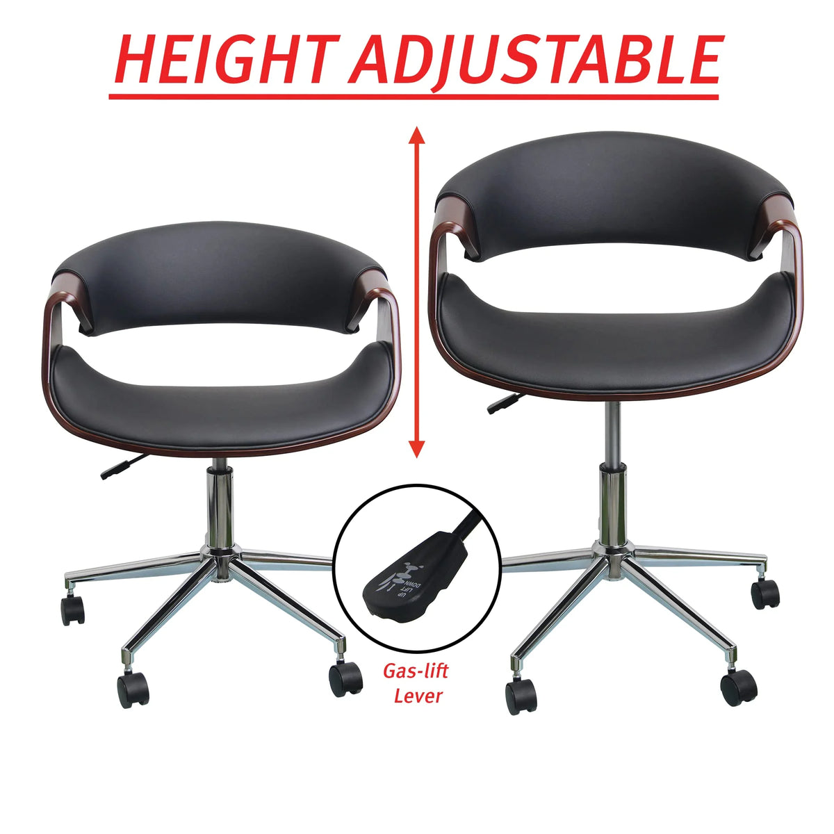 Walnut Wood PU Leather Office Chair S114