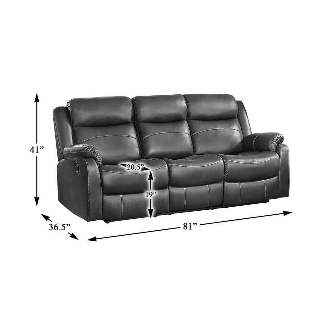 Dark Gray Double Reclining Sofa with Cup Holders V145855