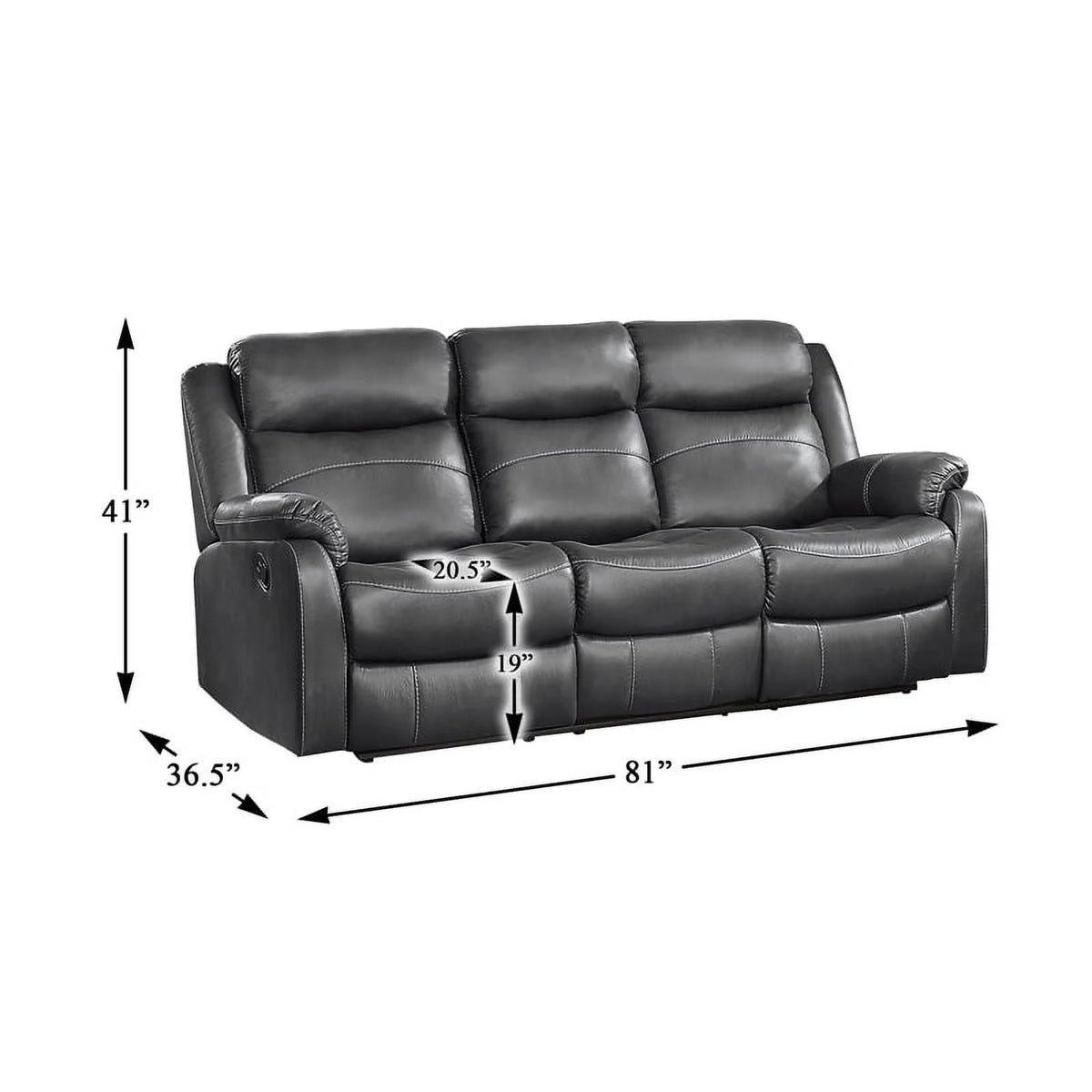 Dark Gray Double Reclining Sofa with Cup Holders V145855