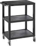 34 H Black Mobile Utility Cart with 3 Shelves X6538