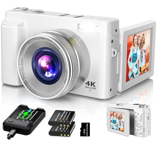 4K 48MP Compact Digital Camera with 16X Zoom, Black W74097