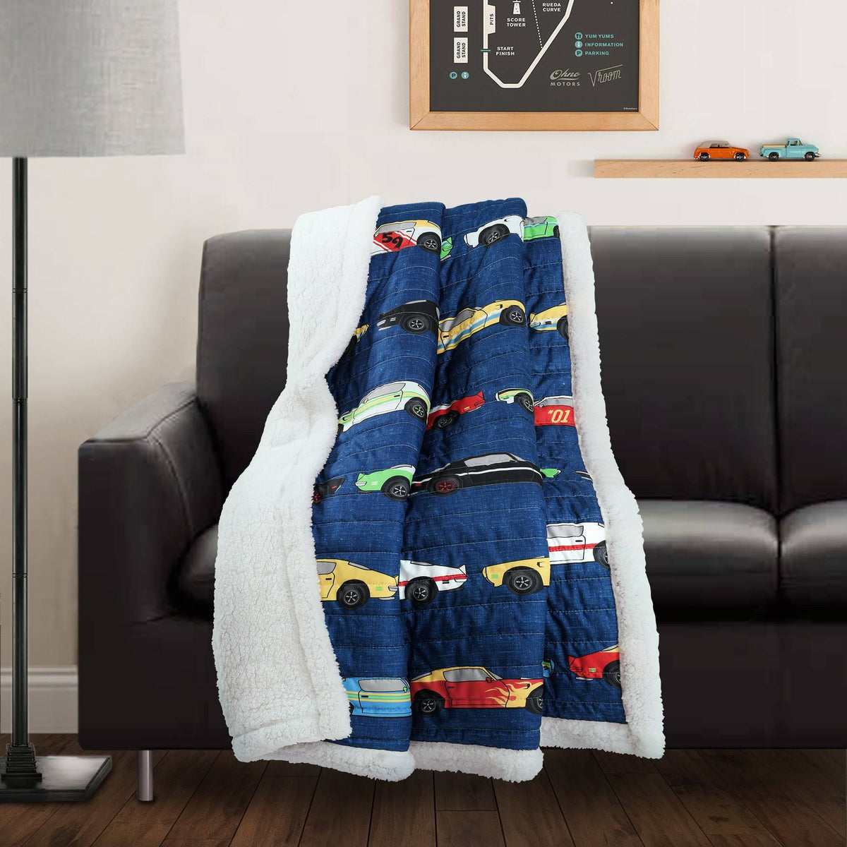 Navy Sherpa Throw A942