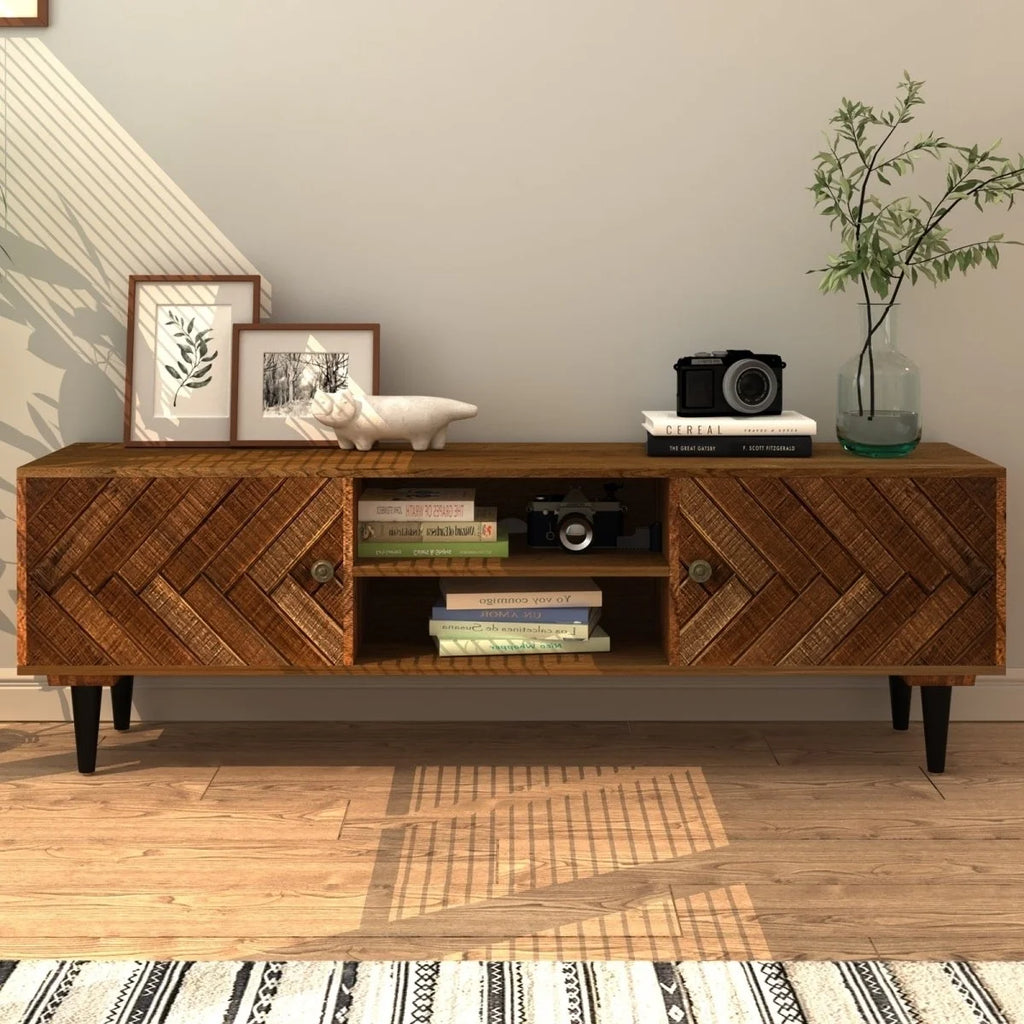 59" Solid Wood Media Console TV Stand Cabinet I973