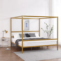 Black Metal Canopy Bed Frame King with Headboard L233284