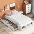 White Full Size Platform Bed with Storage Shelves and Drawer W554656