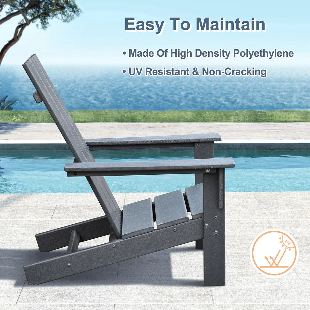 Dark Grey HDPE Resin Adirondack Chair M129213