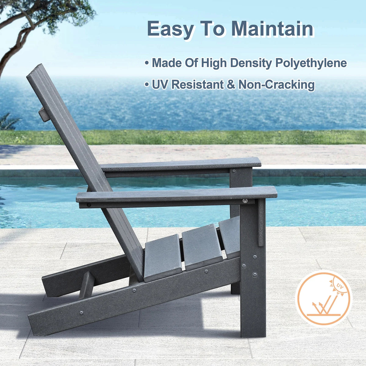 Dark Grey HDPE Resin Adirondack Chair M129213