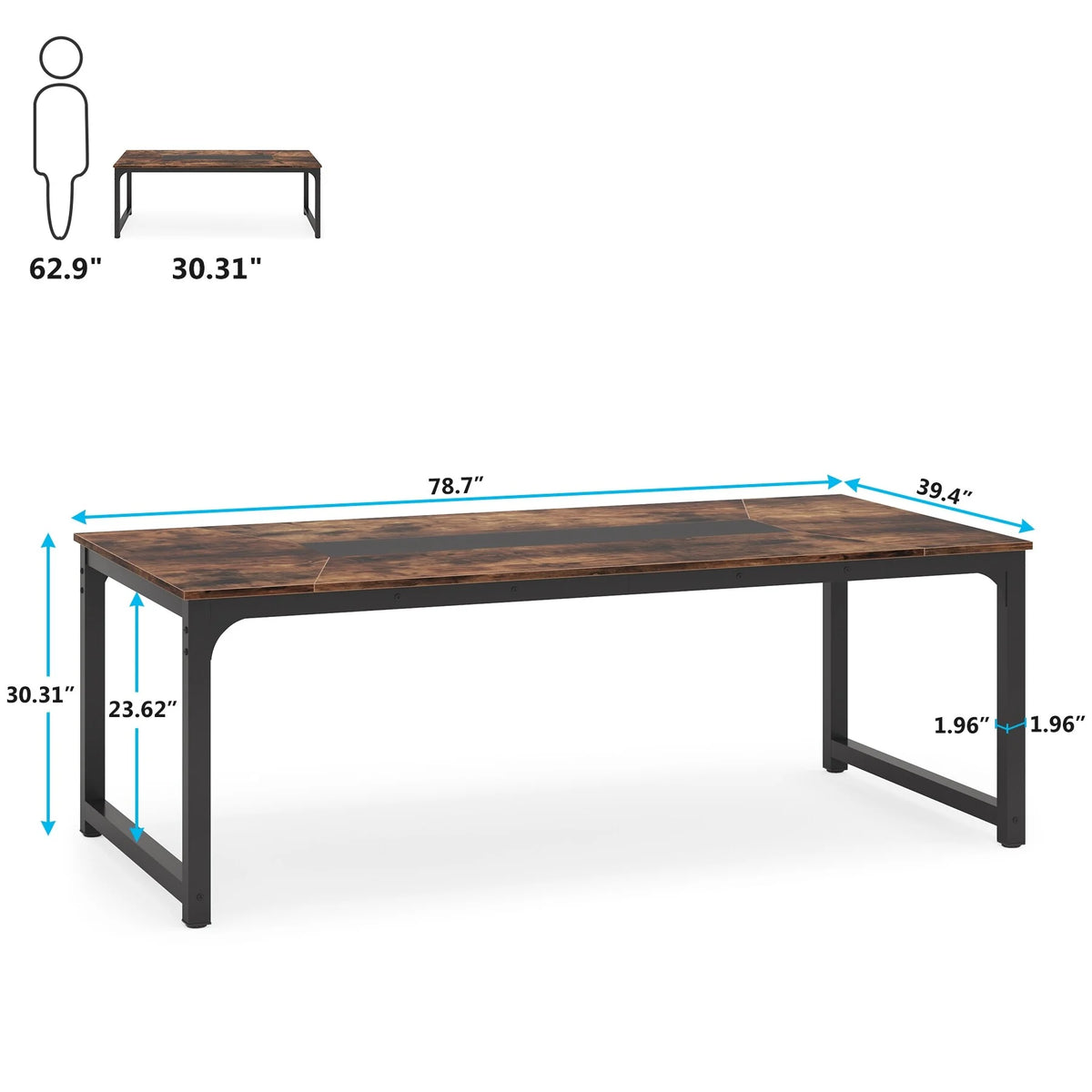 78.7" Rustic Brown Computer Office Desk G74753