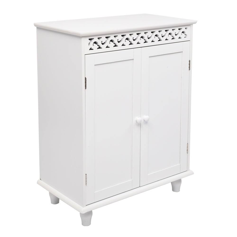 White Glossy Double Door Bathroom Storage Cabinet V823