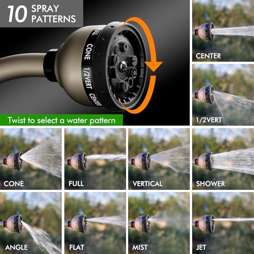 Heavy Duty Metal Garden Hose Wand with 10 Spray Patterns T997411