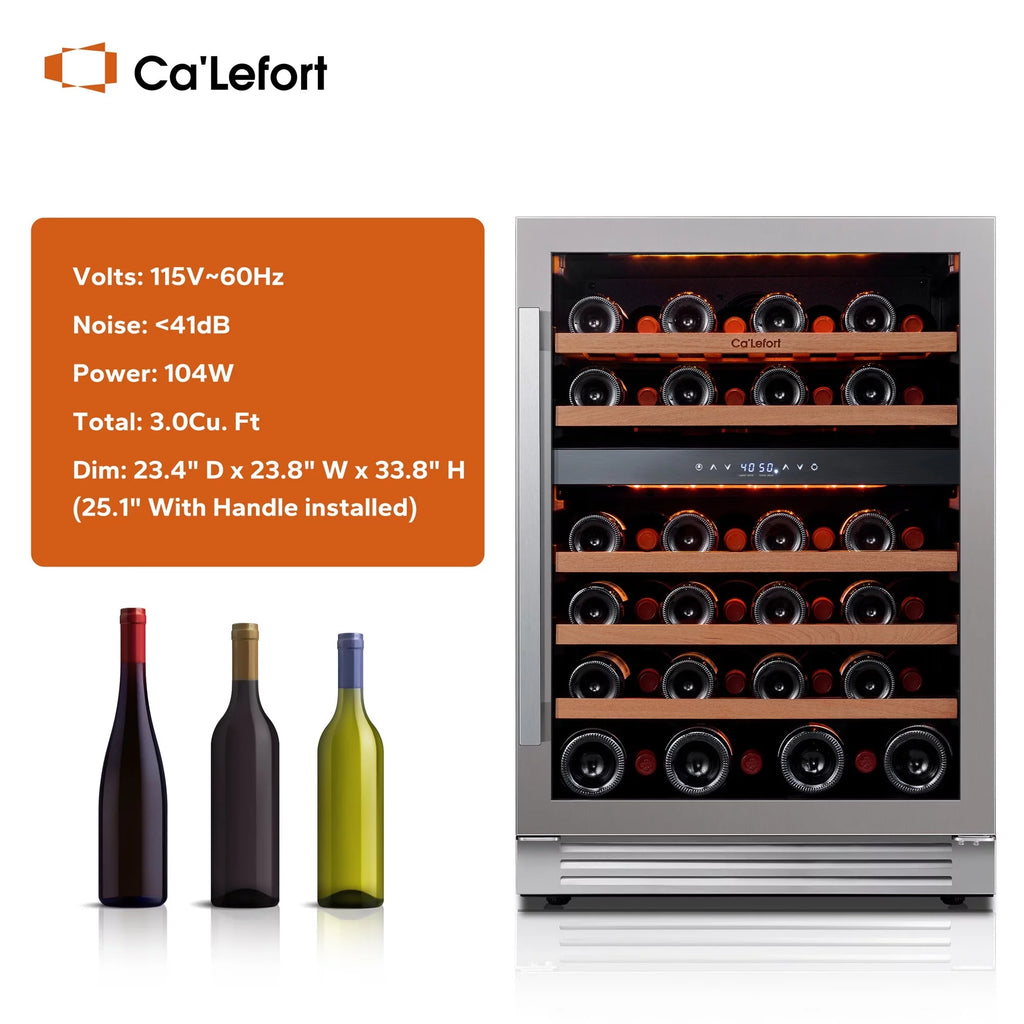 24 Inch 46 Bottle Dual Zone Wine Cooler Refrigerator B57545