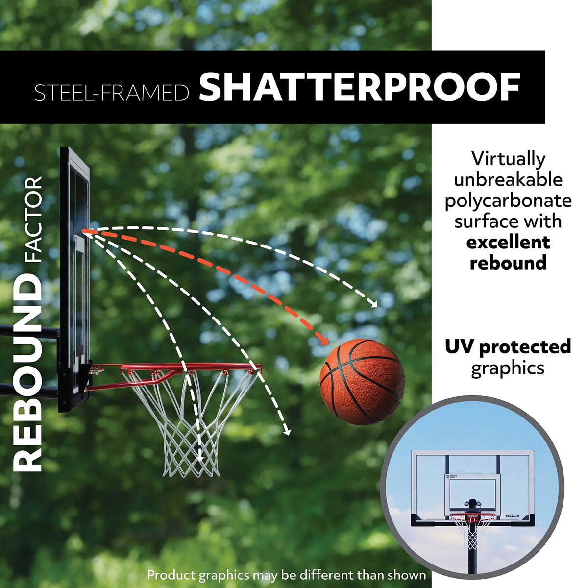Adjustable Portable Basketball Hoop 48 inch Polycarbonate T482196