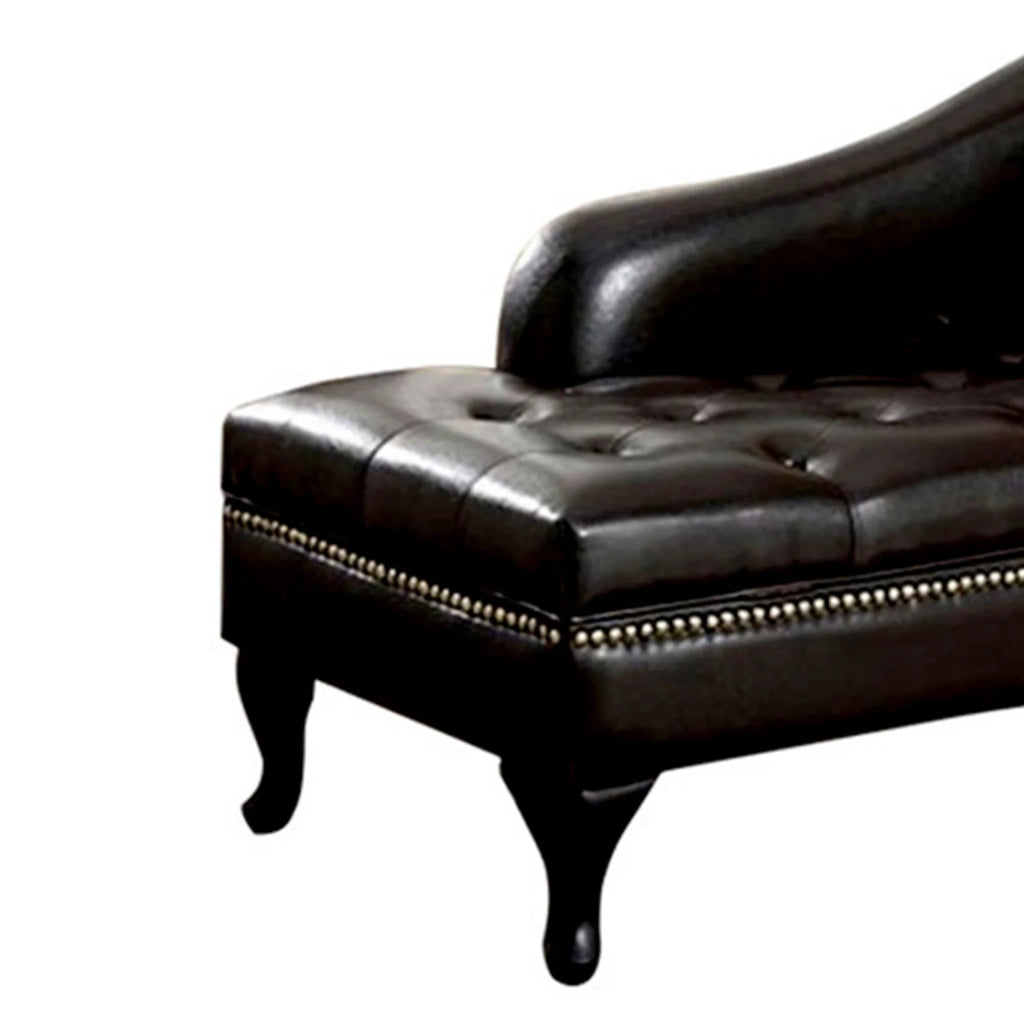 Black Leatherette Storage Chaise P481137