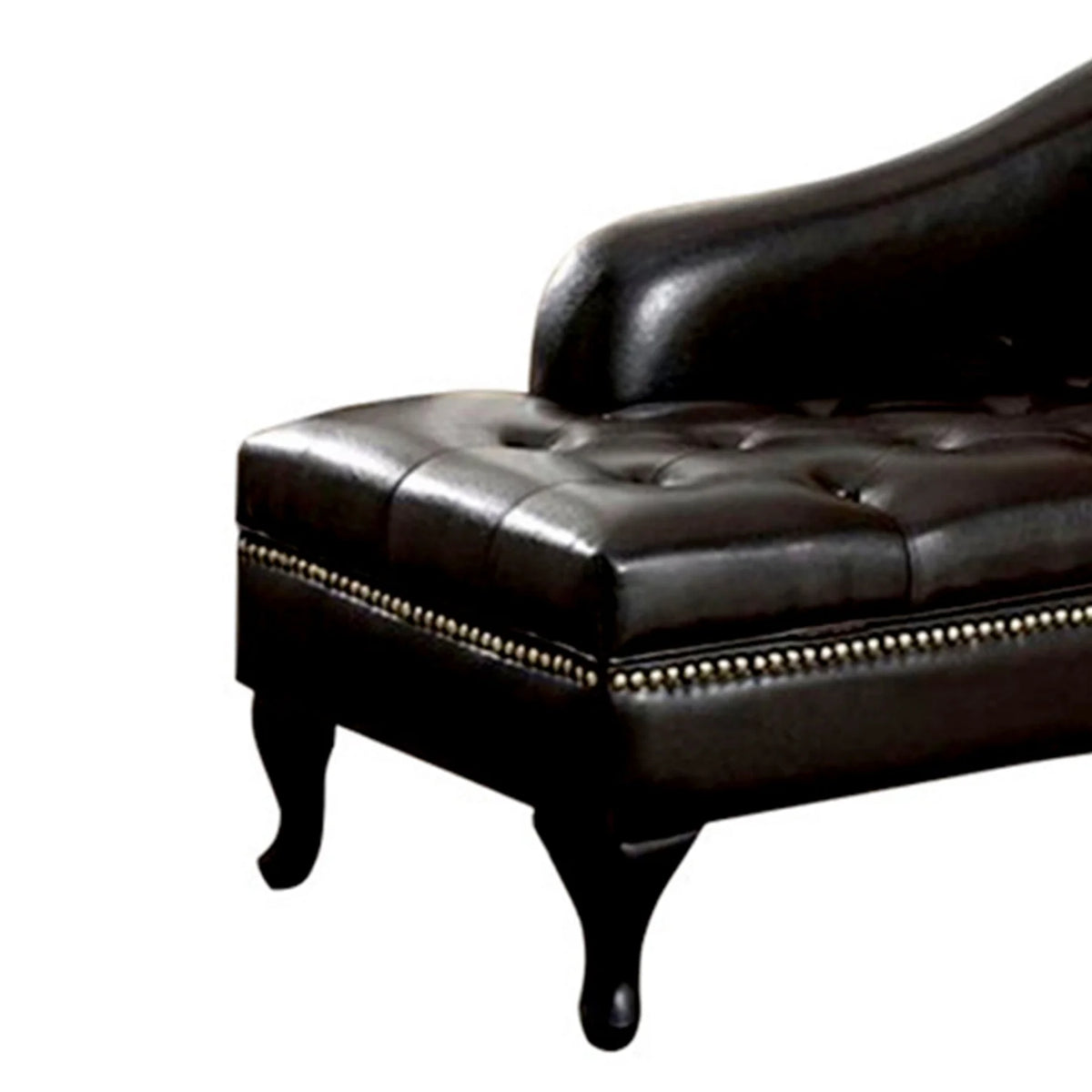 Black Leatherette Storage Chaise P481137