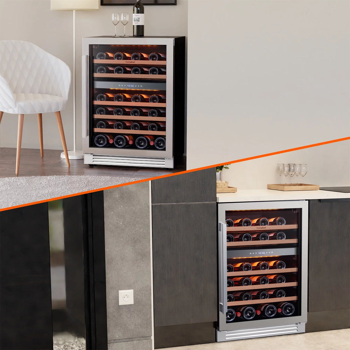 24 Inch 46 Bottle Dual Zone Wine Cooler Refrigerator B57545
