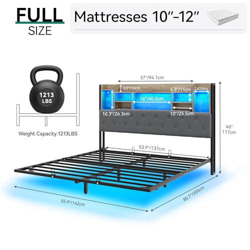 Queen Upholstered Platform Bed with Headboard Storage D900947