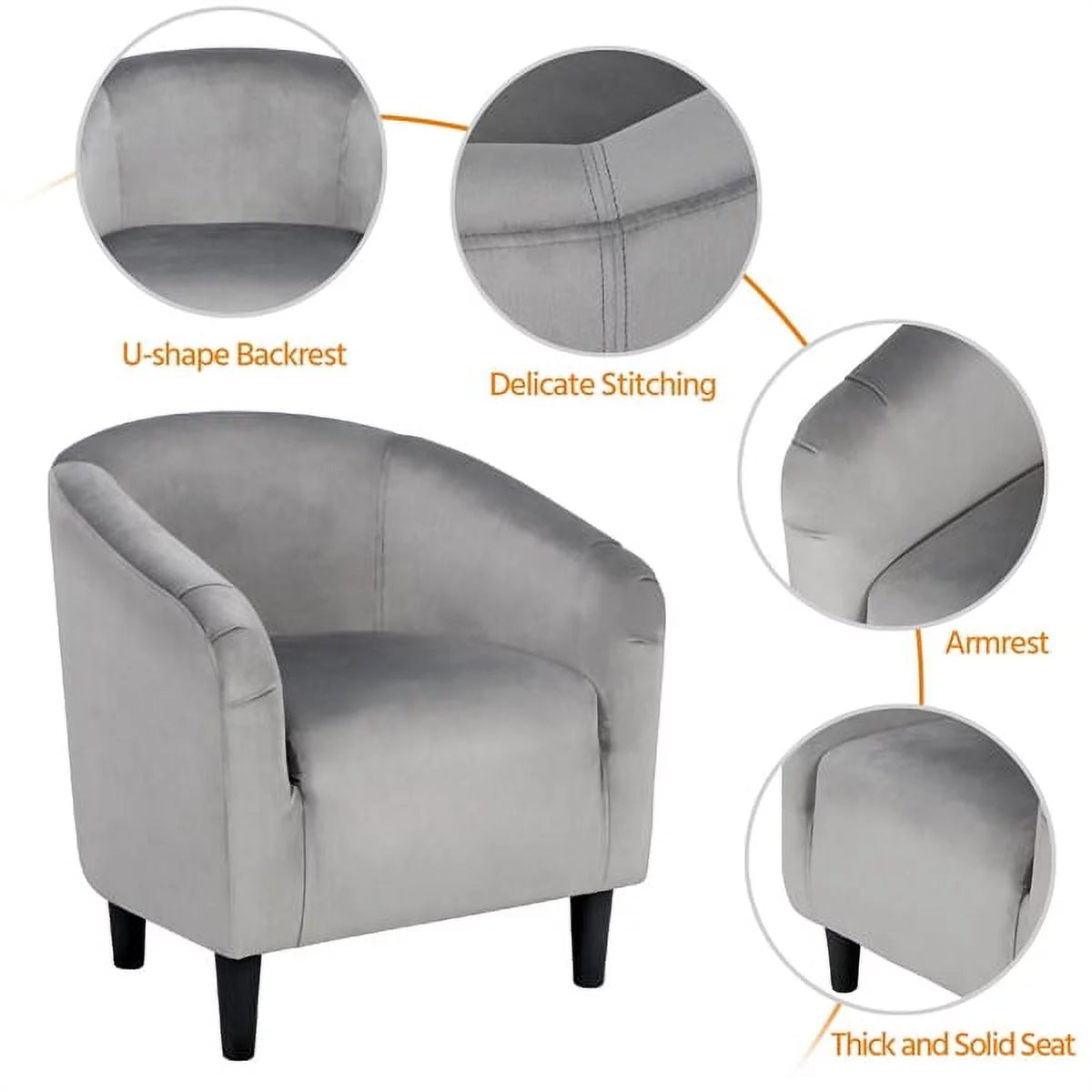 Yellow Upholstered Velvet Accent Chair Z12006