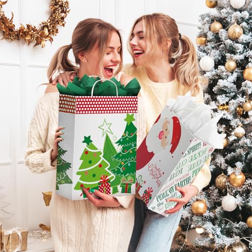 24 Christmas Gift Paper Bags Bulk with Handles and 60 Count Christmas Gift Tags P663010