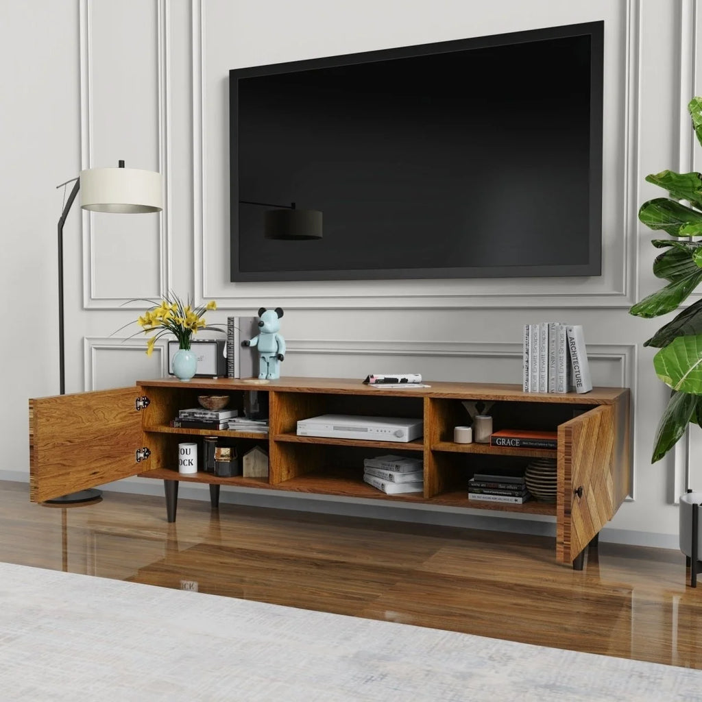 59" Solid Wood Media Console TV Stand Cabinet I973