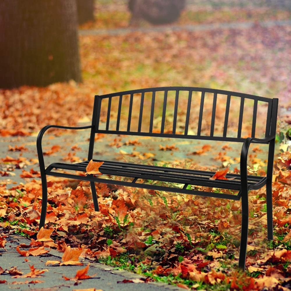 Black Metal Patio Bench B94892