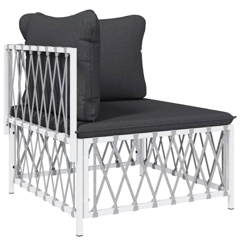 7 Piece Patio Set with Cushions White Steel K3933