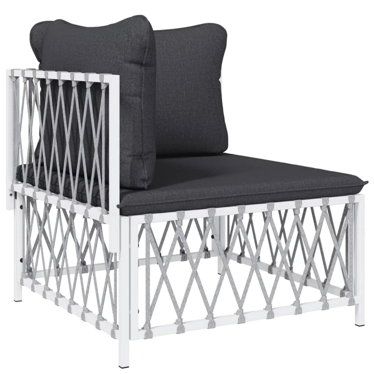 7 Piece Patio Set with Cushions White Steel K3933