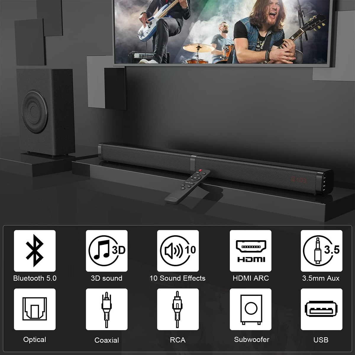 Sound Bars for TV with Subwoofer, 2.1 Channel H15763