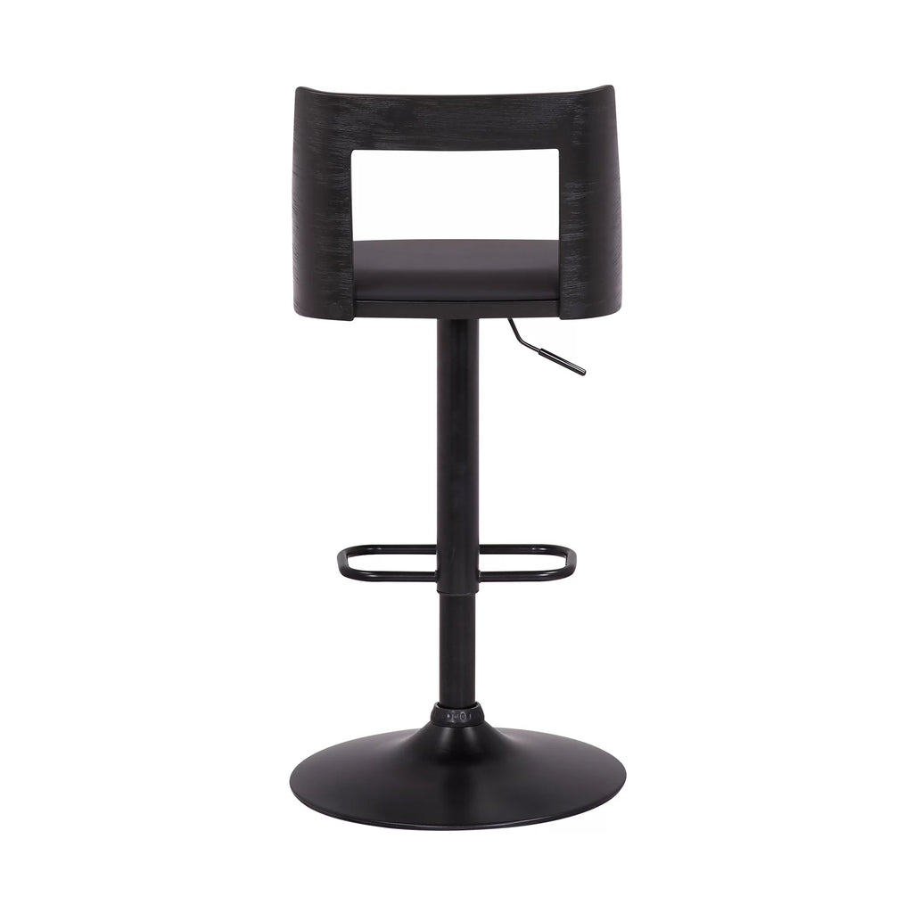 Black Faux Leather Wood Swivel Bar Stool X95017