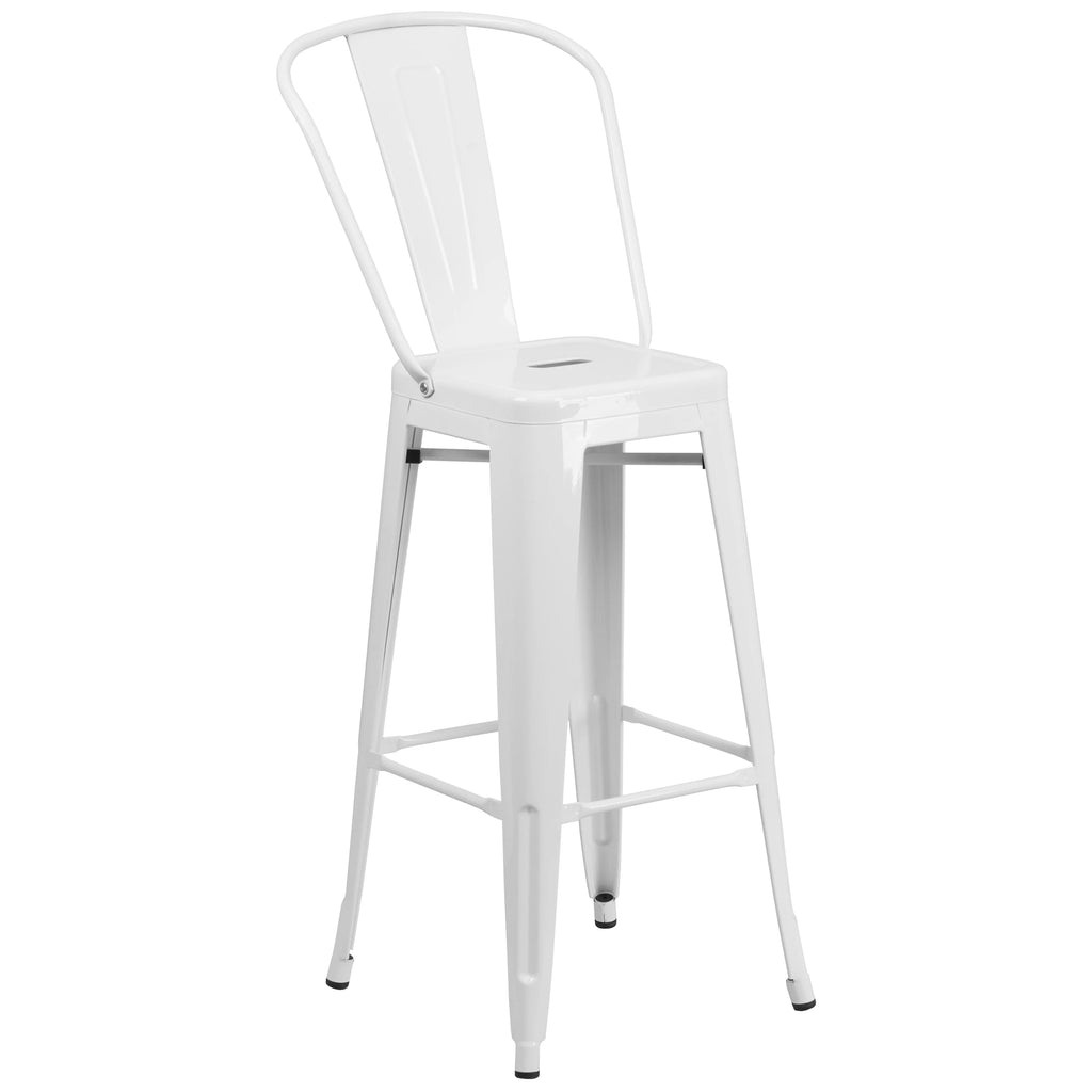 White Metal Barstool 2 Stools V18362