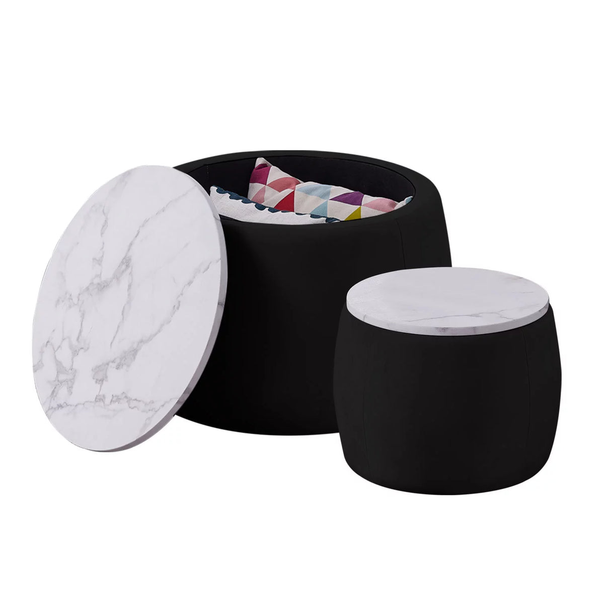 Velvet Marble Texture Nesting End Tables Set of 2 with Hidden Storage G218454