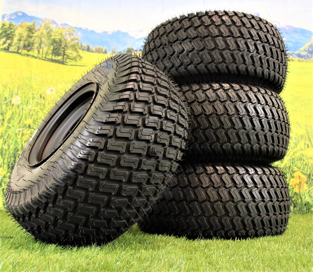 8 Matte Black Steel Golf Cart Wheels with Tires Set of 4 H130