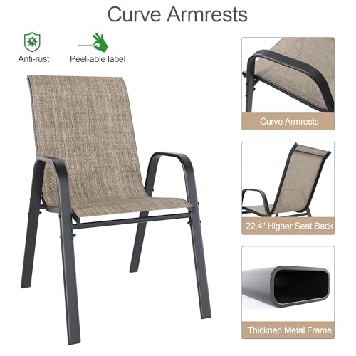 Outdoor Patio Stackable Dining Chairs Set of 4 All-Weather Textilene K474382