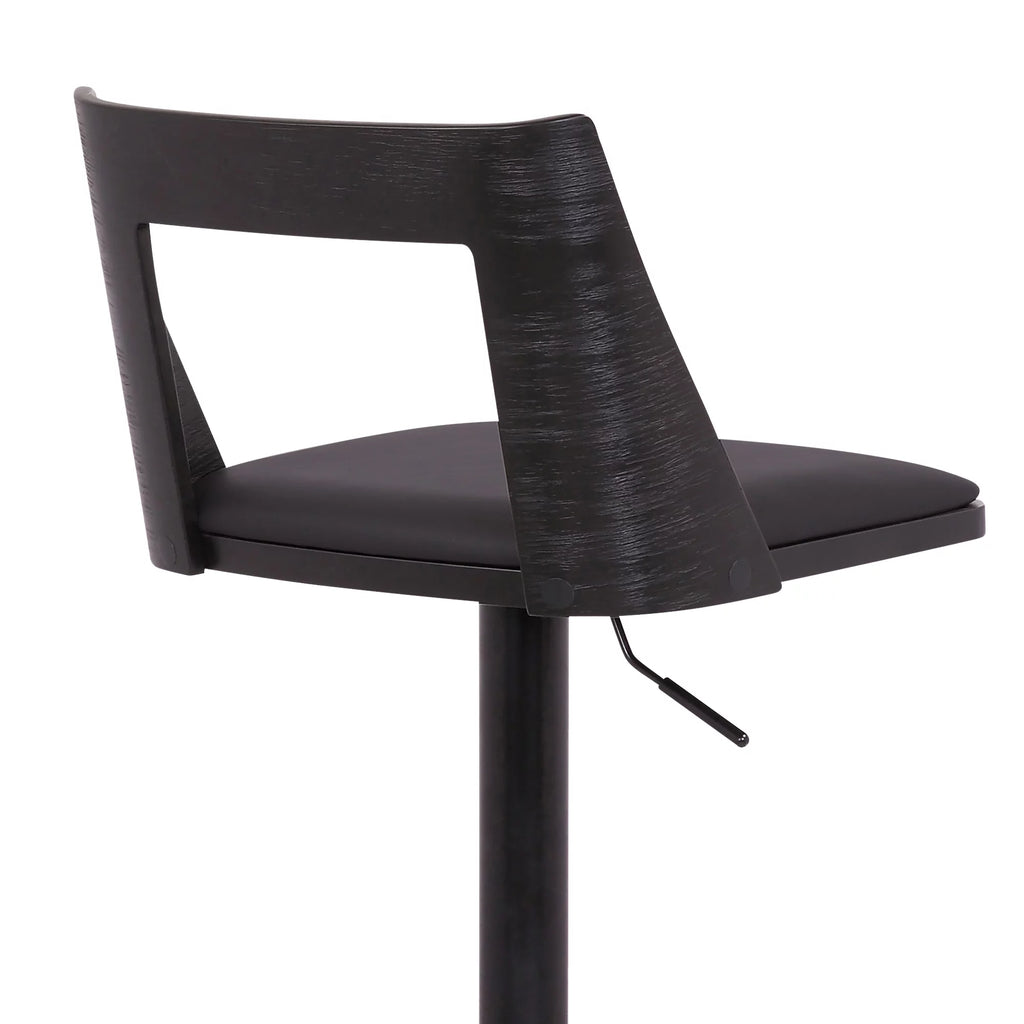 Black Faux Leather Wood Swivel Bar Stool X95017
