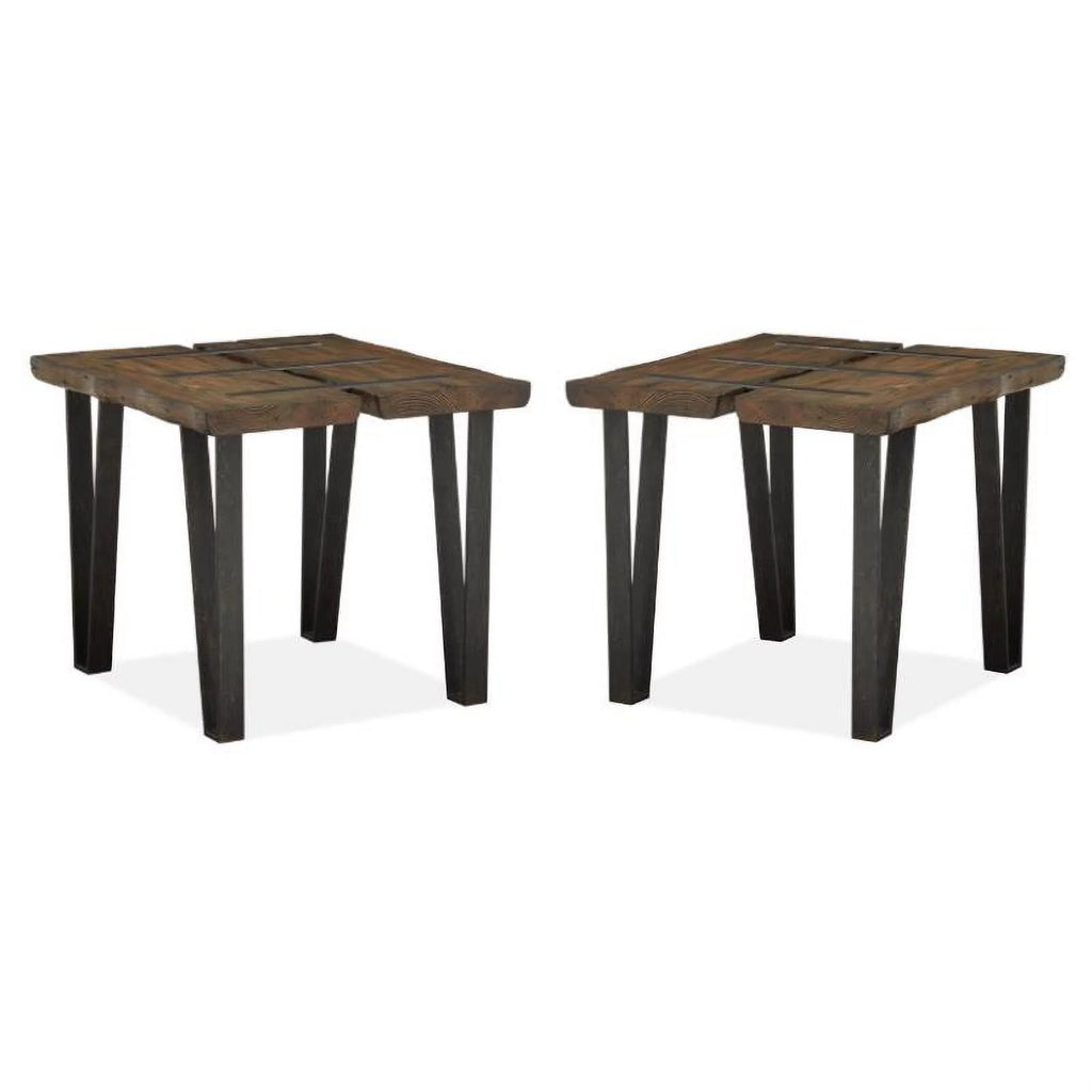 Set of 2 Metal and Wood End Table S361041