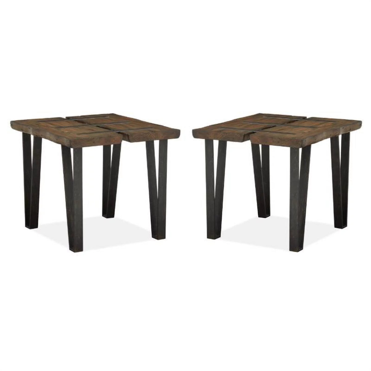 Set of 2 Metal and Wood End Table S361041