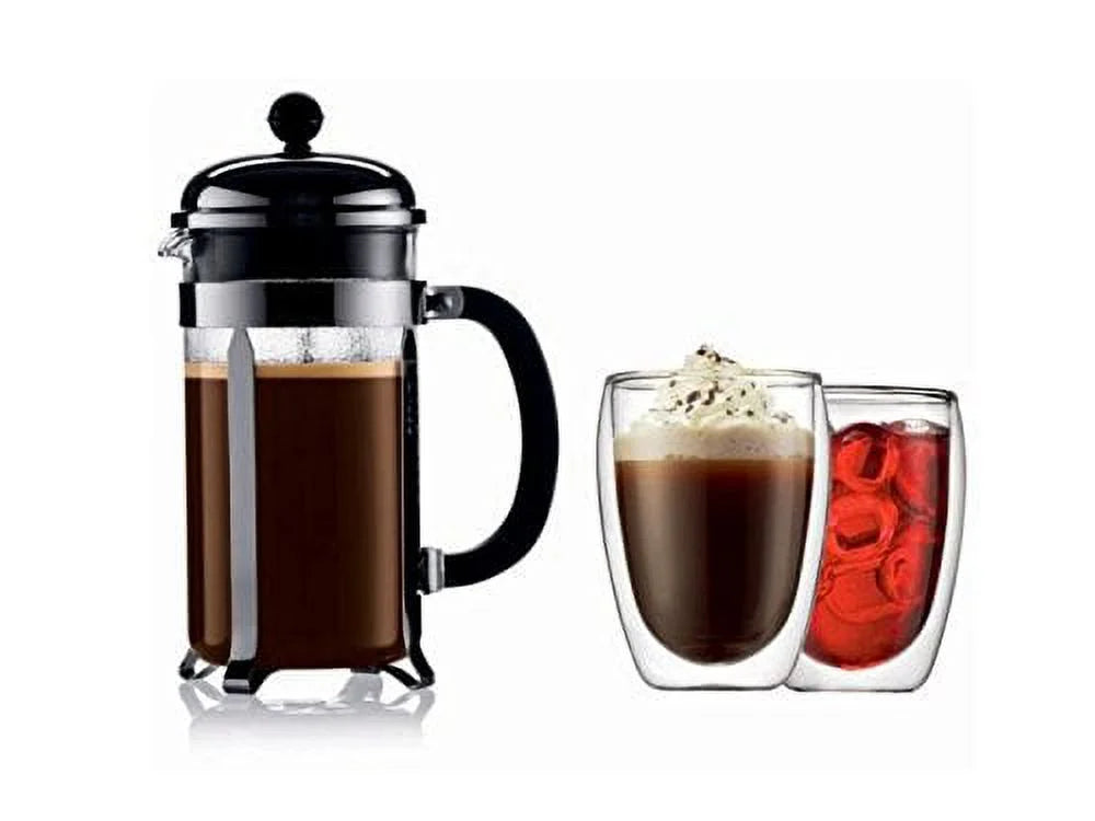 French Press Coffee Maker, 8 Cup, 1 Liter, 34oz with 2 Glass Mugs F7559
