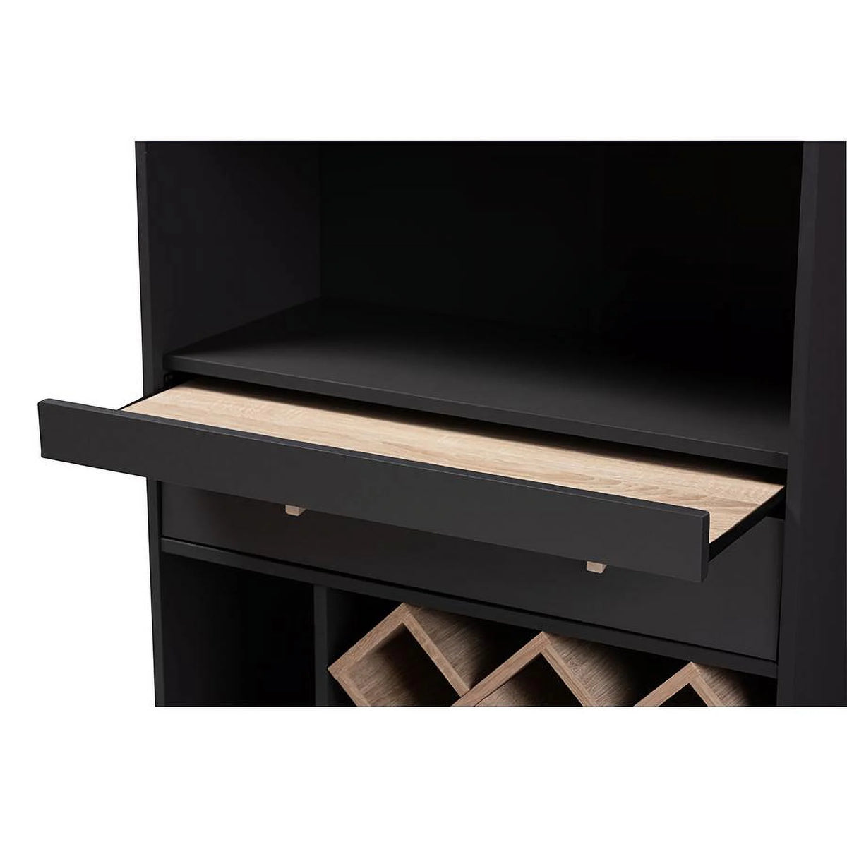 Dark Grey Oak Finished Wood Wine Cabinet R26955