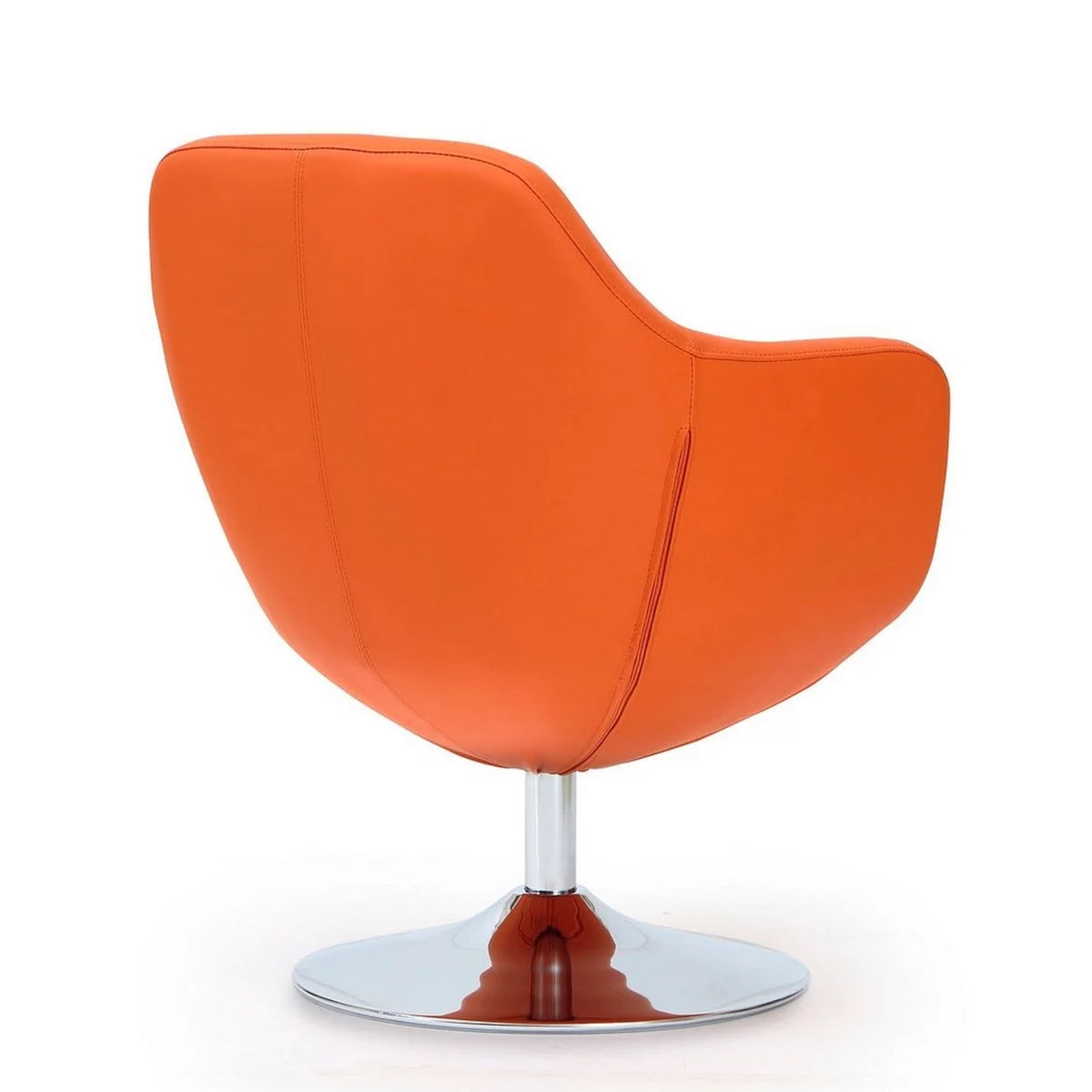 Orange and Polished Chrome Faux Leather Swivel Accent Chair Set of 2 Y433561
