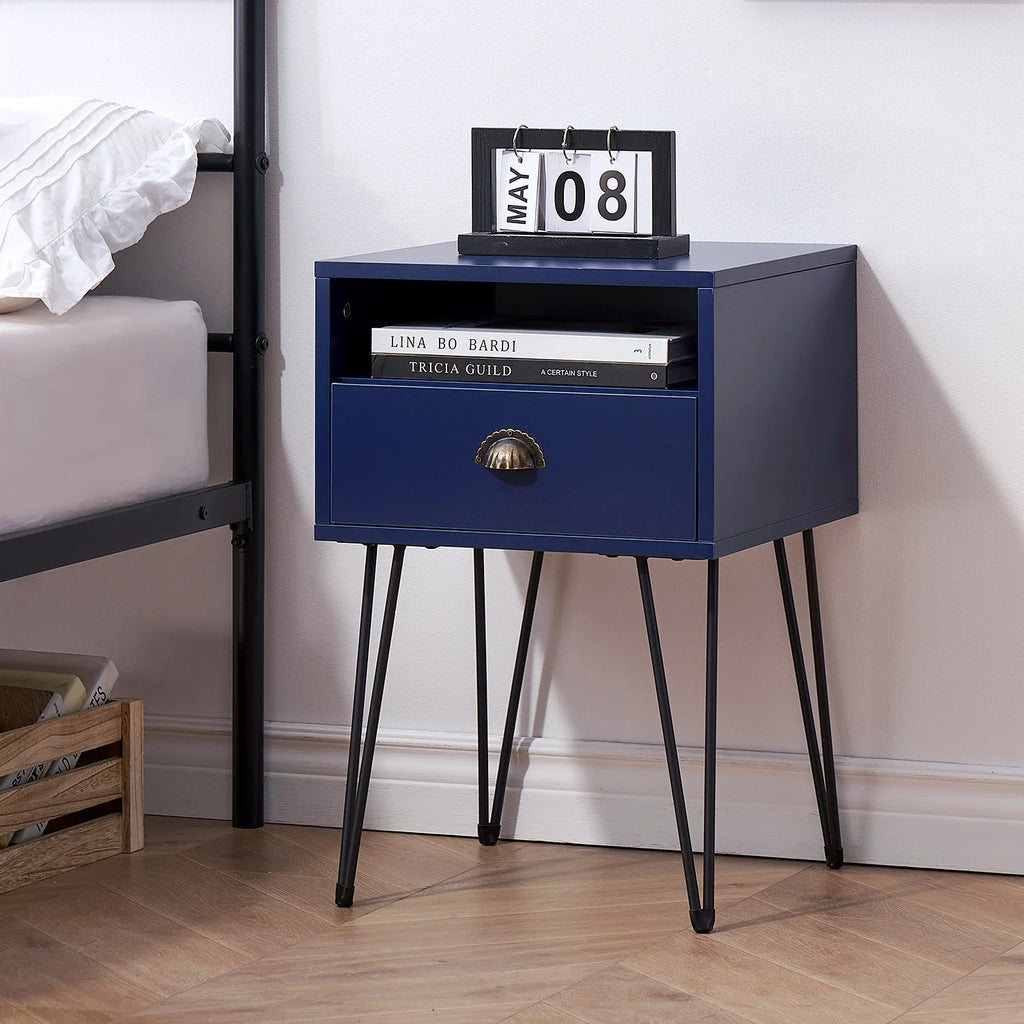 Blue 3-Piece Queen Bedroom Set with Nightstand Set of 2 M473269